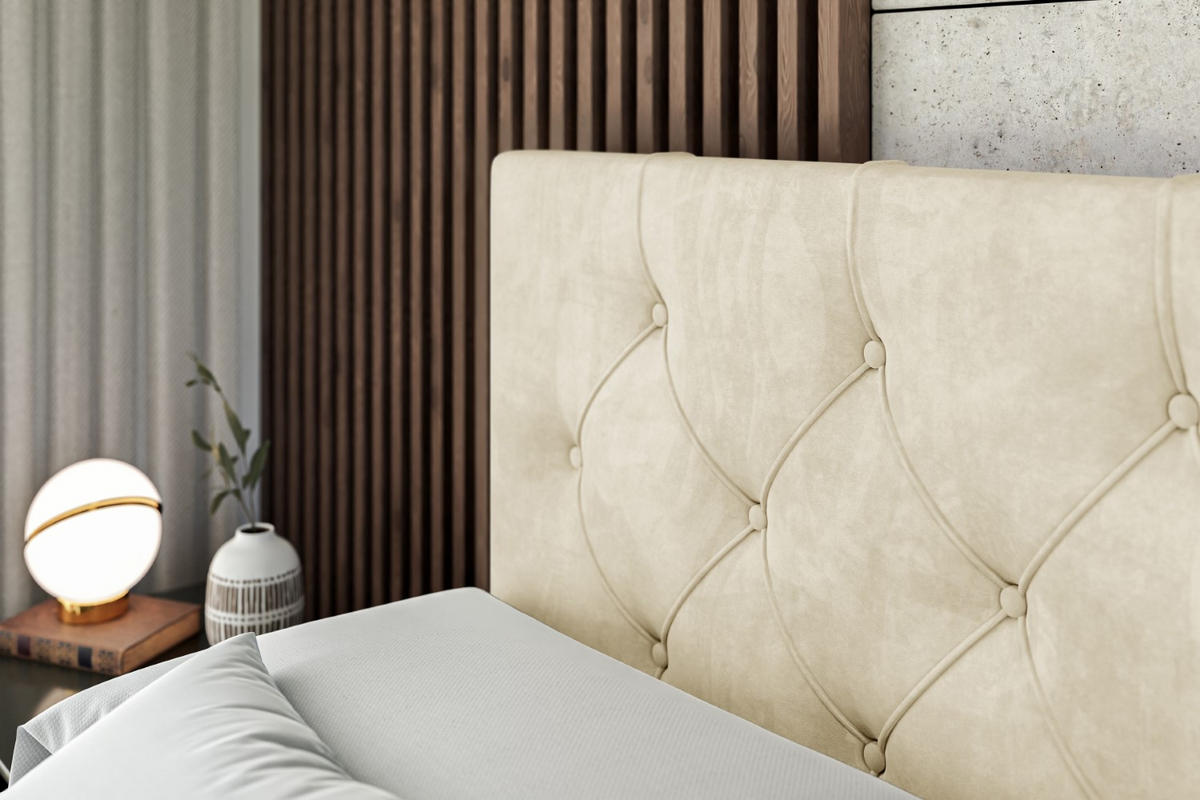 BOXBETT mit Matratze H4 und Lattenrost - MIRAGE - 160x200 - H4 - Beige - Beige, Holzwerkstoff (160/200cm) - ALTDECOR
