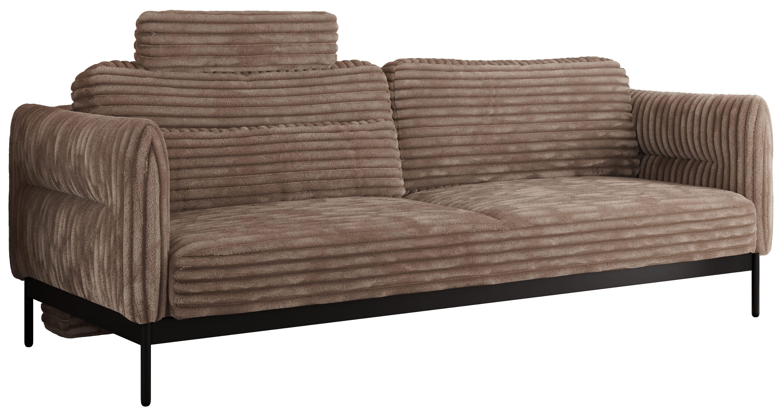 SOFA SALENTO Braun Cord - Schwarz/Braun, Textil/Metall (221/82/101cm) - MKS