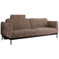 SOFA SALENTO Braun Cord - Schwarz/Braun, Textil/Metall (221/82/101cm) - MKS