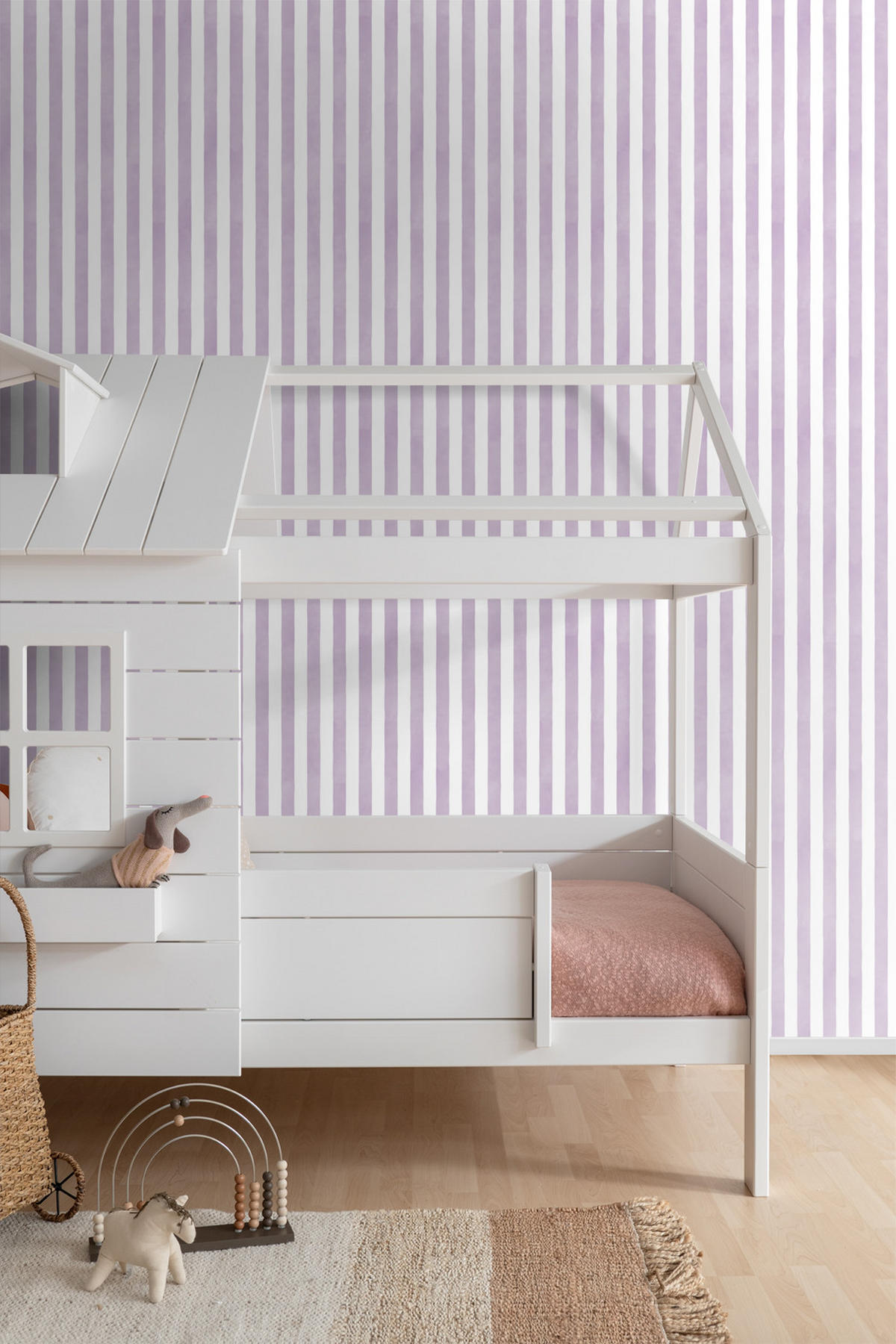 TAPETE Streifenmuster 53 cm x 10.05 m - Lila, Papier (53/0.1cm) - ESTAhome