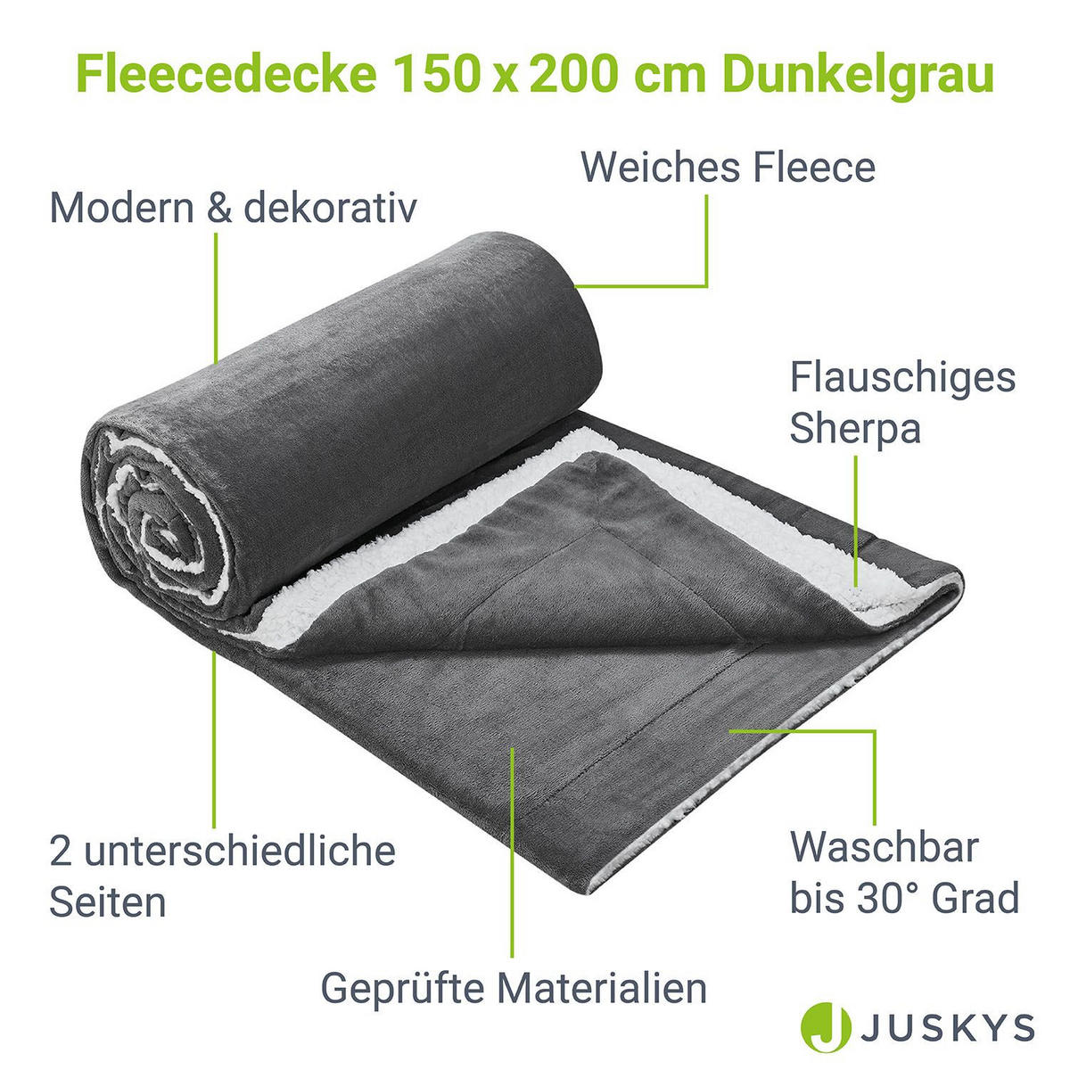 FLEECEDECKE Kuscheldecke 150x200 cm dunkelgrau - Dunkelgrau, Textil (150/200cm) - Juskys