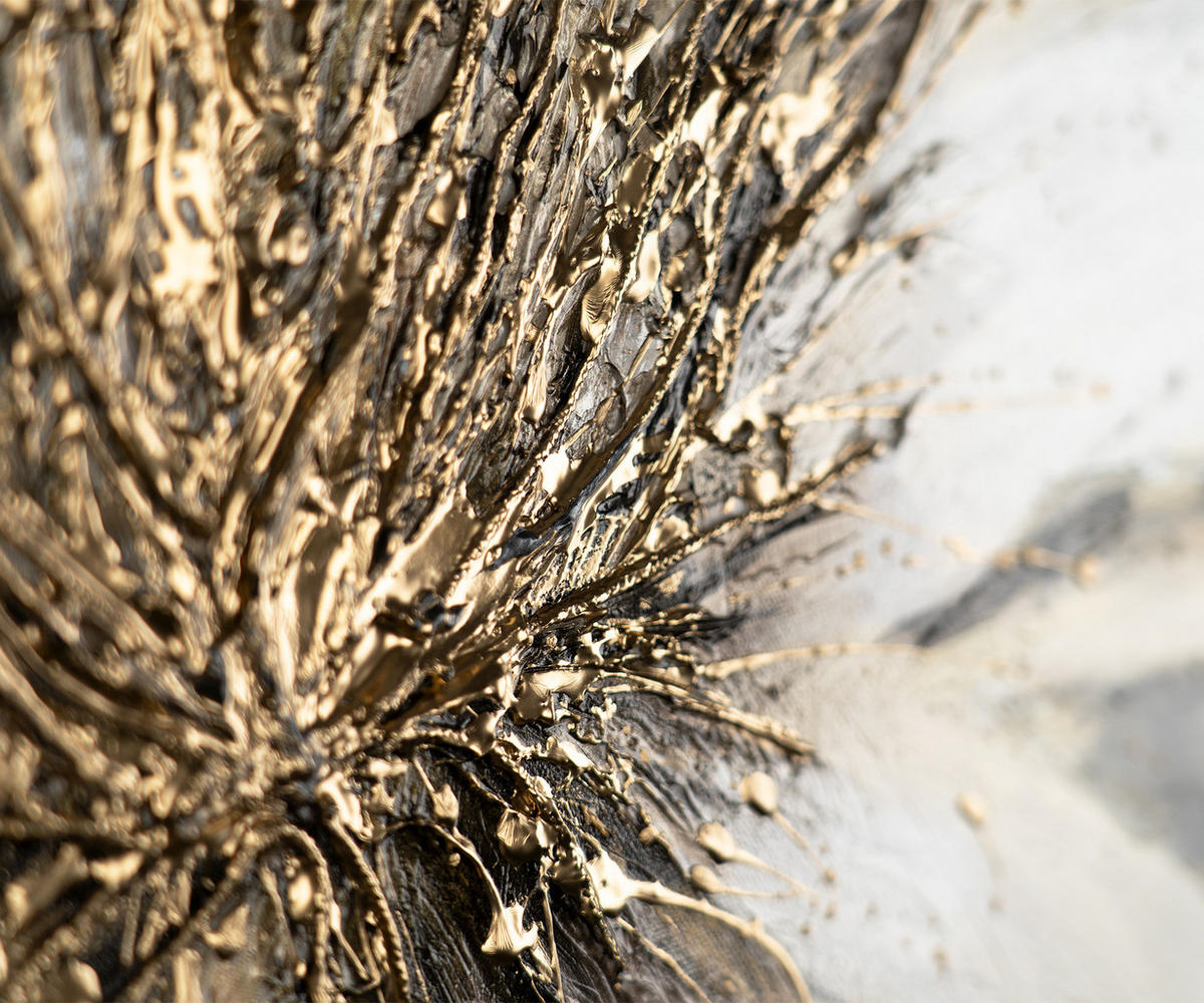 GEMÄLDE Goldene Blüte Schattenfugenrahmen Gold 140x100 cm - Goldfarben, Holz (140/100cm) - YS-art gallery