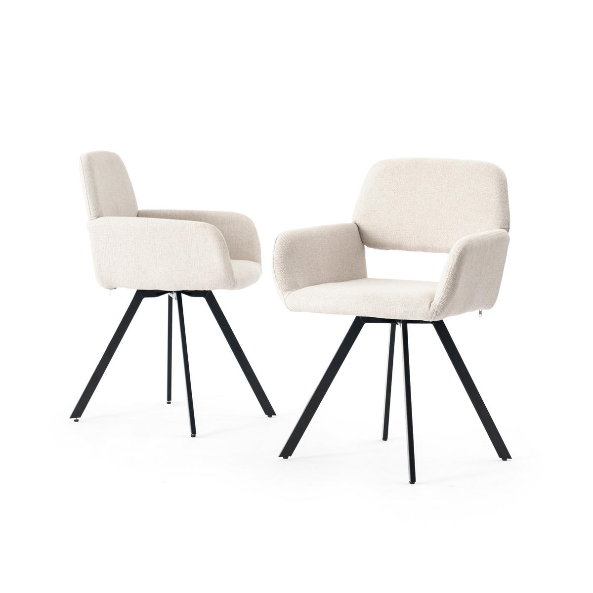 ARMLEHNSTUHL-SET 4 Stück Braun und Beige - Beige/Braun, Holzwerkstoff/Textil (57/81.5/53cm) - Urban Meuble