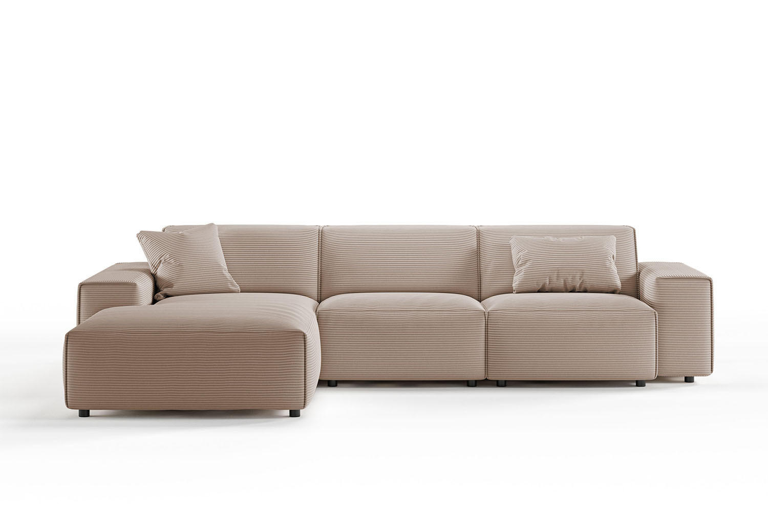 ECKSOFA RANI Taupe Cord - Taupe/Schwarz, Kunststoff/Textil (299/189cm) - KAWOLA