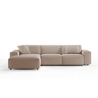 ECKSOFA RANI Taupe Cord - Taupe/Schwarz, Kunststoff/Textil (299/189cm) - KAWOLA