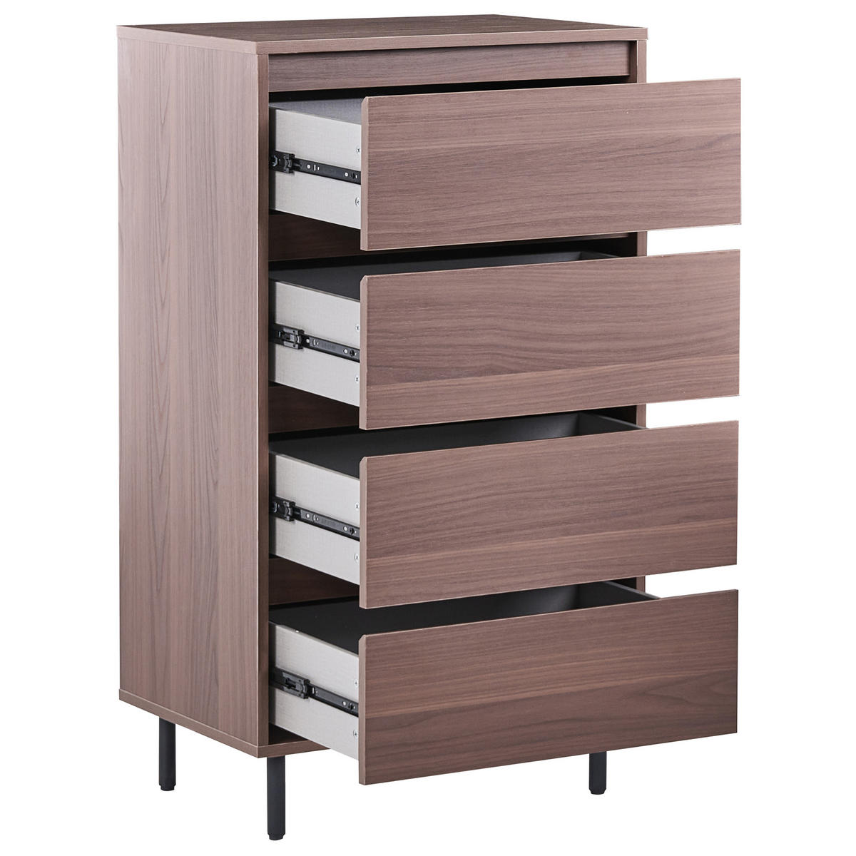 KOMODA s 4 zásuvkami Tmavě hnědá Nikea - tmavě hnědá, kompozitní dřevo (60/104/40cm) - Beliani