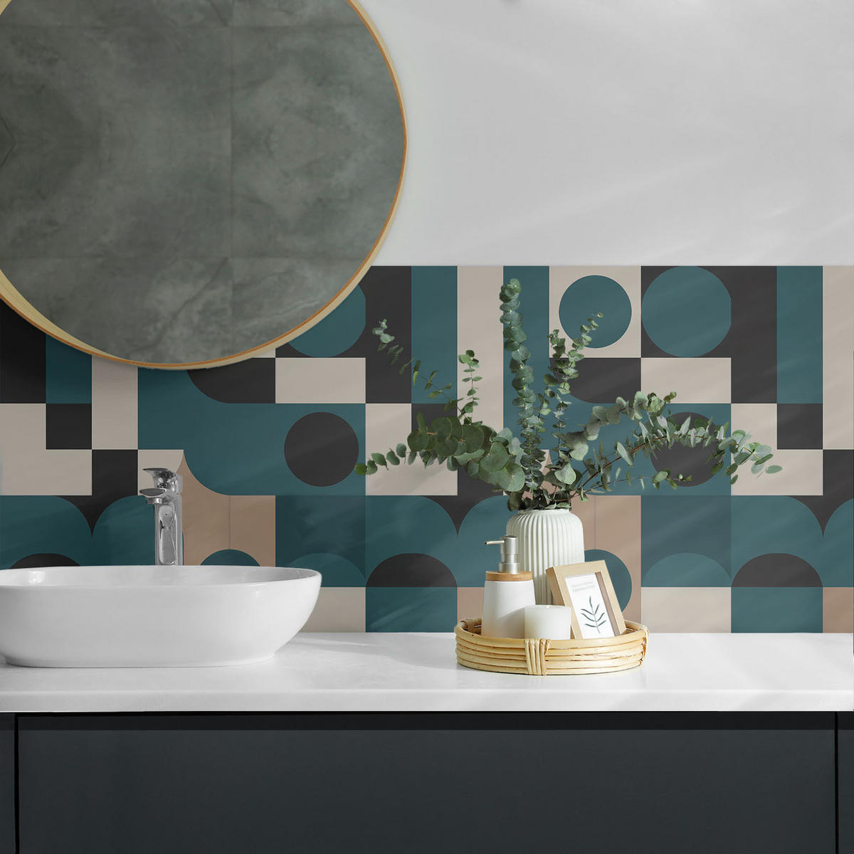 WANDPANEEL 4x 50x50 cm selbstklebend Modula - Pastellblau, Kunststoff (50/1.6/50cm) - Wallfluent