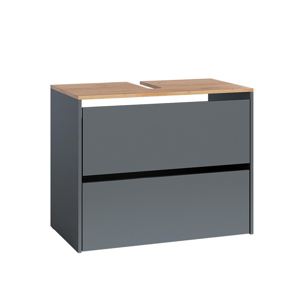 WASCHBECKENUNTERSCHRANK Viktor Anthrazit/Goldkraft Eiche 80.2 x 65 cm mit 2 Schubladen - Honigeiche/Anthrazit, Holzwerkstoff (80.2/65/45.5cm) - Vicco