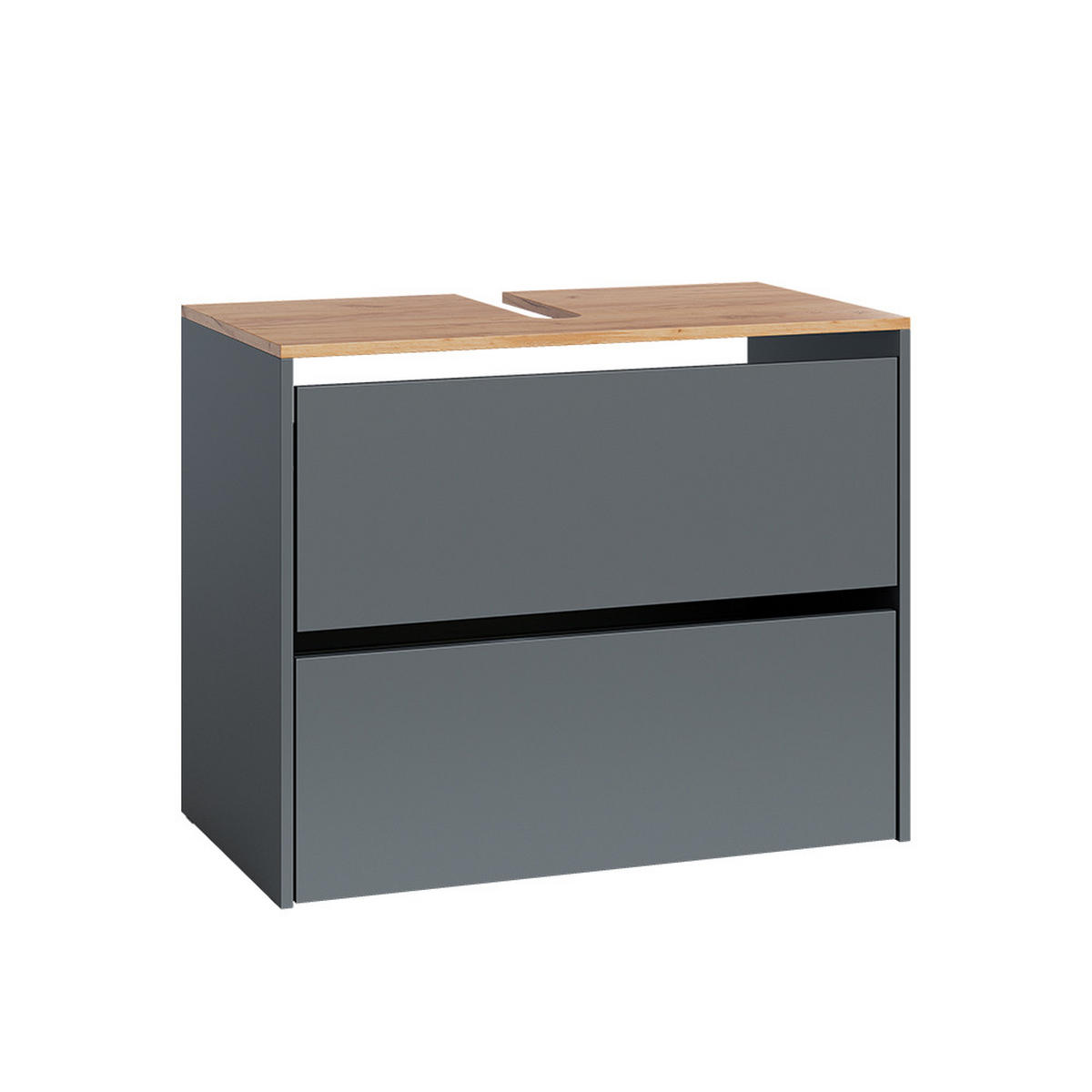 WASCHBECKENUNTERSCHRANK Viktor Anthrazit/Goldkraft Eiche 80.2 x 65 cm mit 2 Schubladen - Honigeiche/Anthrazit, Holzwerkstoff (80.2/65/45.5cm) - Vicco