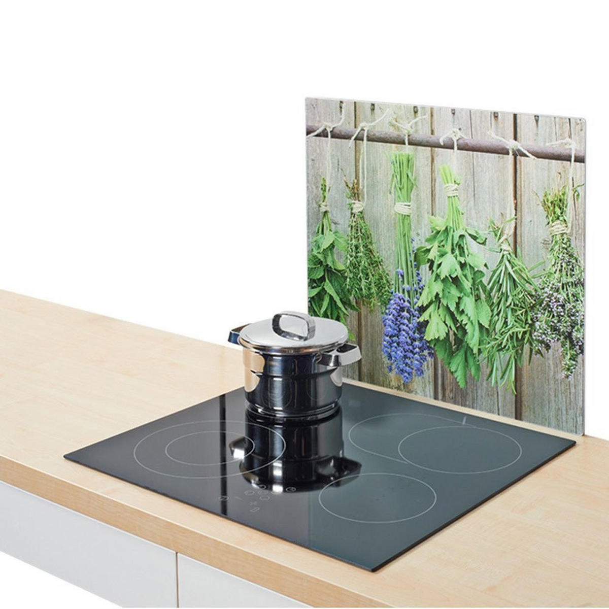 GLASSCHUTZPLATTE für Herd — groß Lawenda 56/50 cm - Multicolor, Glas (50/56cm) - ZELLER