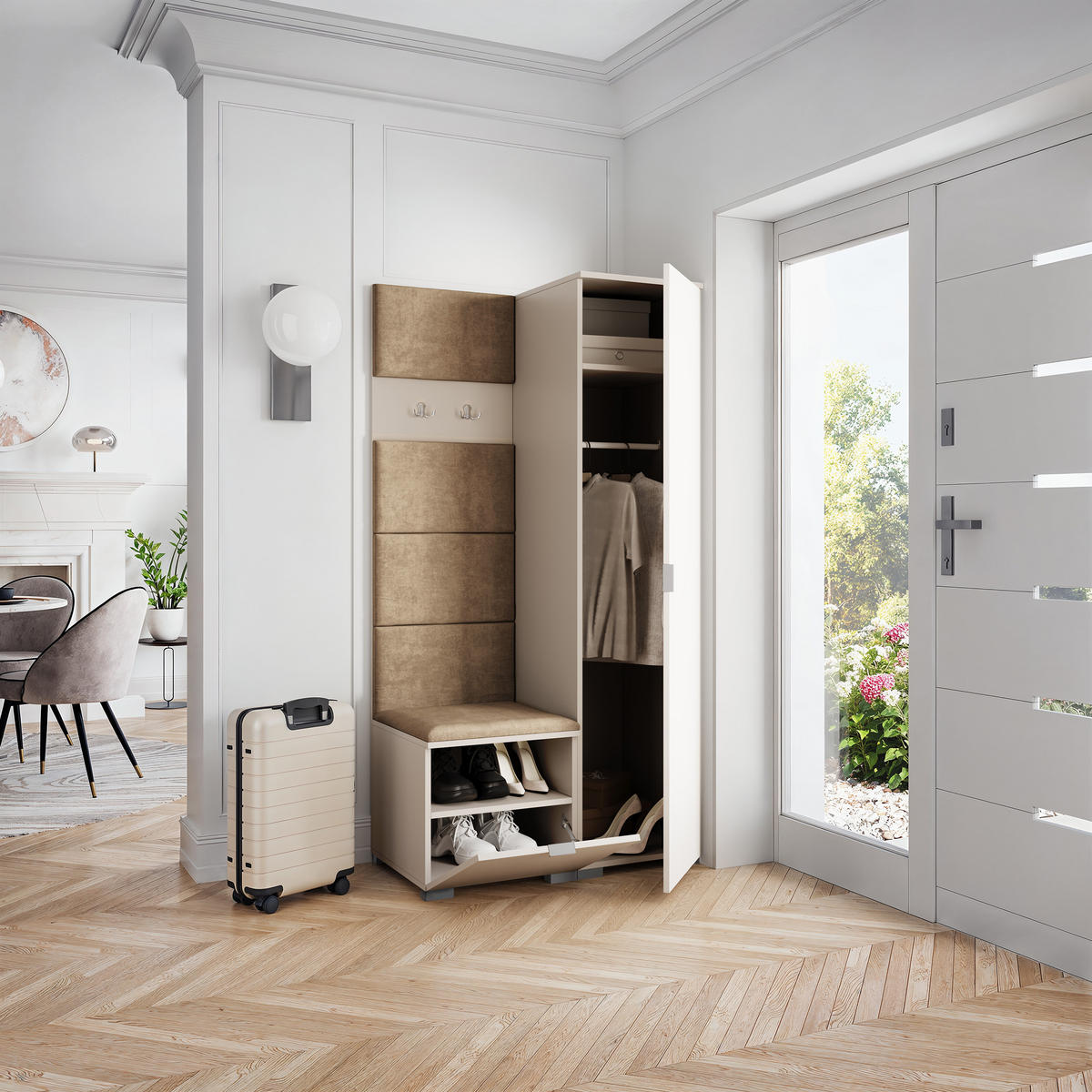 GARDEROBENSCHRANK LORI 95/181/51 cm Modern Garderobe-Set Kaschmir - Kaschmir/Beige, Holzwerkstoff (95/181/51cm) - MASSENO