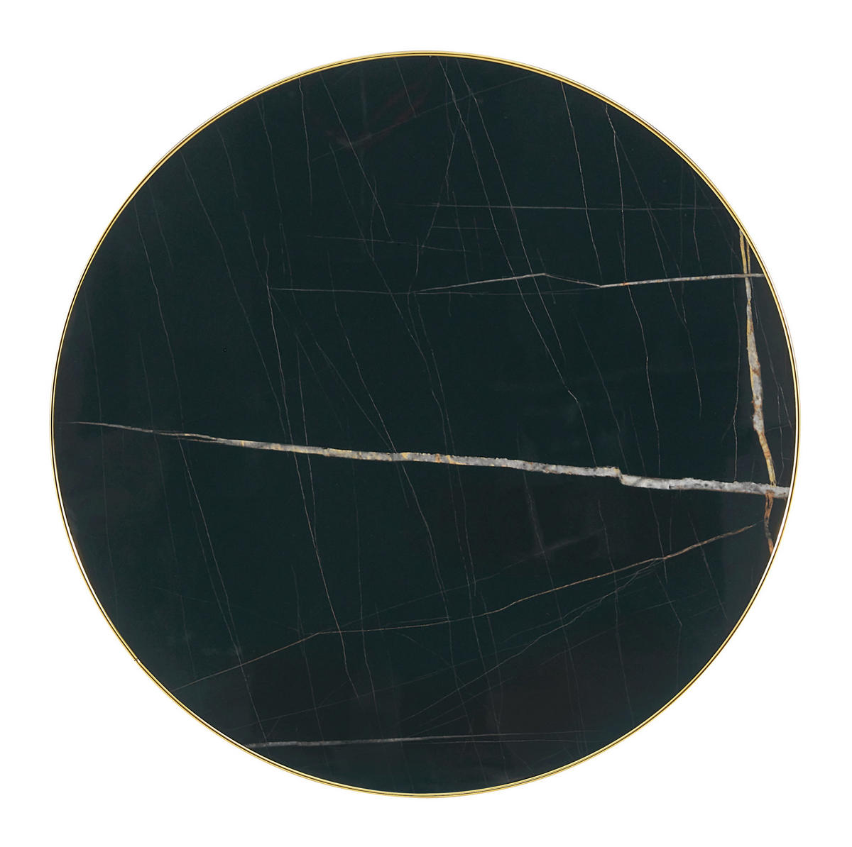 BEISTELLTISCH aus MDF 60x60x73 cm Schwarz/Gold mit Marmoroptik und Edelstahlgestell - Schwarz, Holzwerkstoff (60/60/73.7cm) - IVMEU