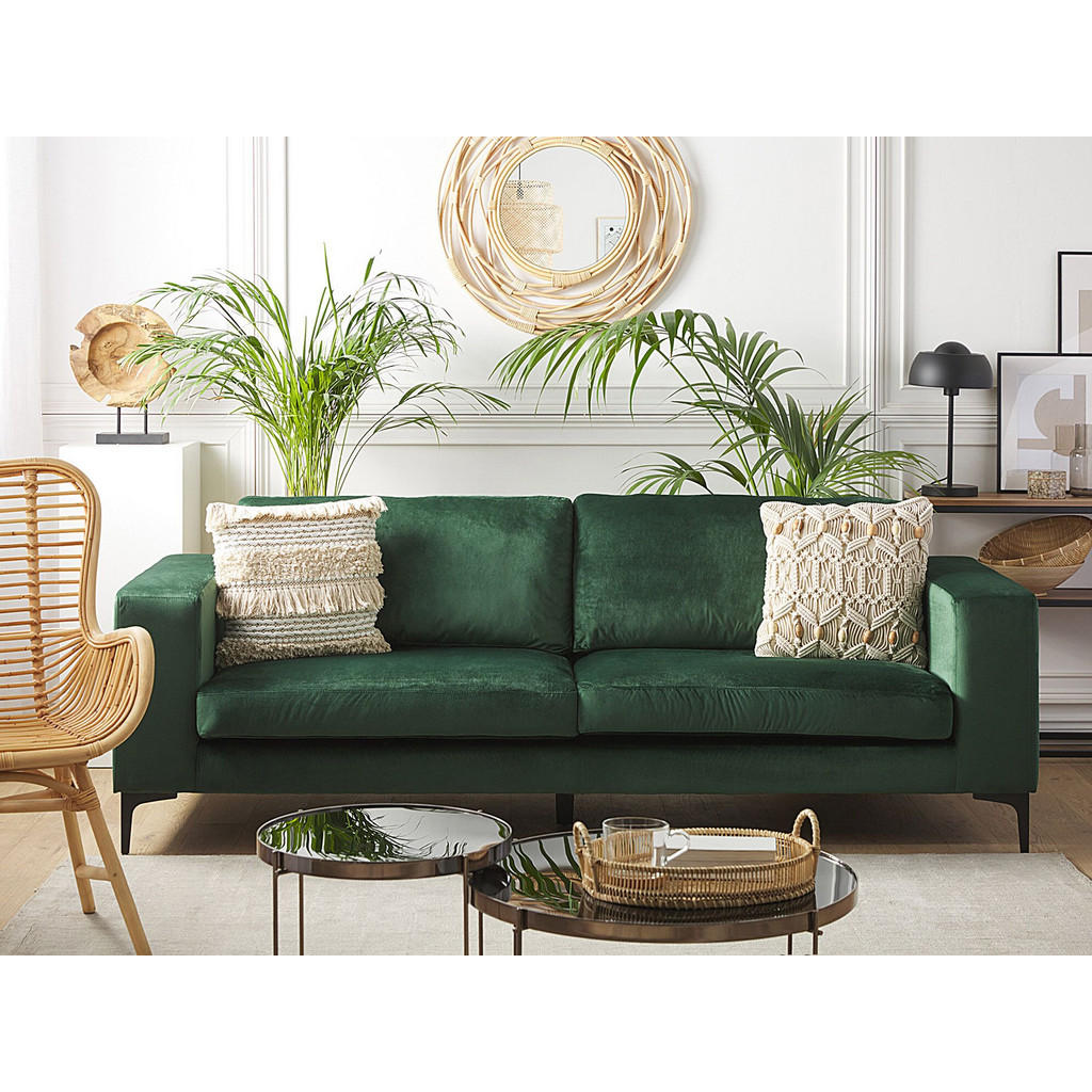 Thumbnail - Beliani 3-Sitzer-Sofa, Schwarz, Grün, Textil, 215x82x87 cm, Wohnzimmer, Sofas & Couches, Sofas, 3-Sitzer Sofas