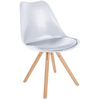 STUHL Kunststoff weiß - Eukalyptusholzfarben/Weiß, Holz/Kunststoff (48/81/54cm) - CLP