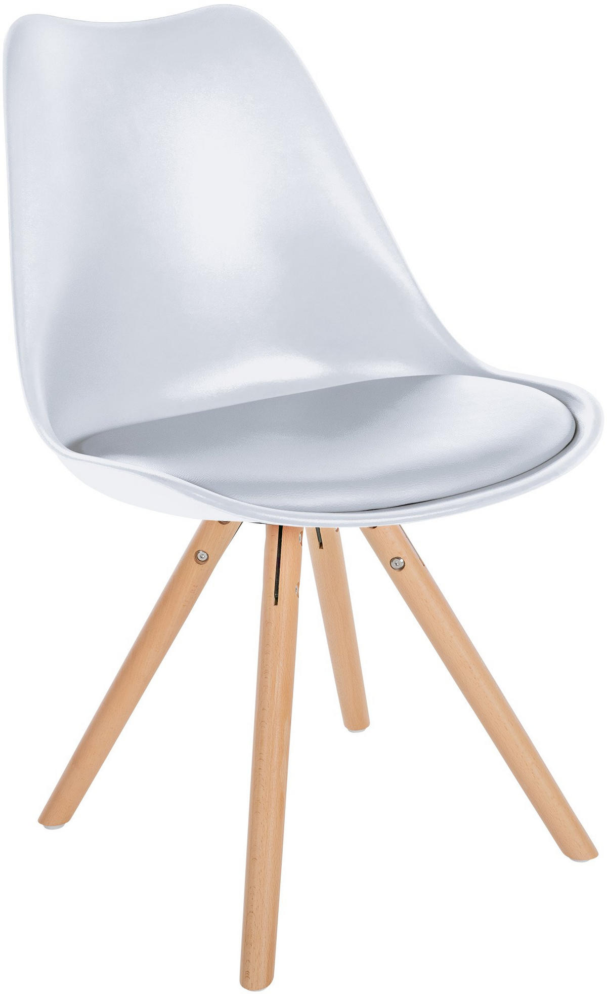 STUHL Kunststoff weiß - Eukalyptusholzfarben/Weiß, Holz/Kunststoff (48/81/54cm) - CLP