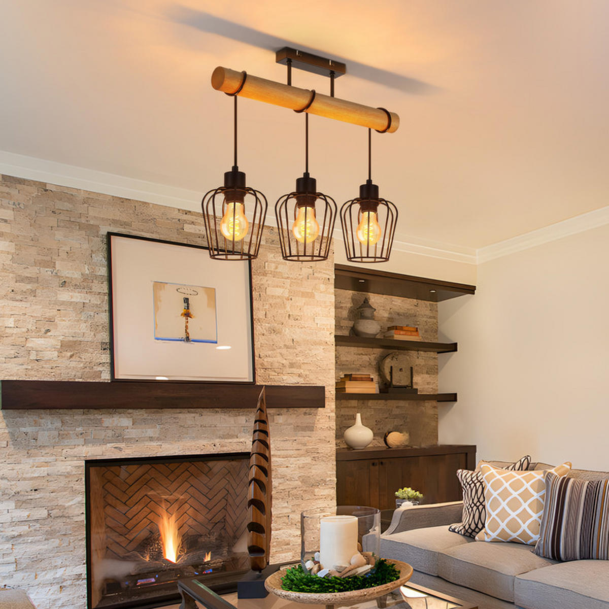 LED-DECKENLEUCHTE BURKE Ⅲ 52/13/43 cm - Braun, Metall (52/13/43cm) - Nettlife