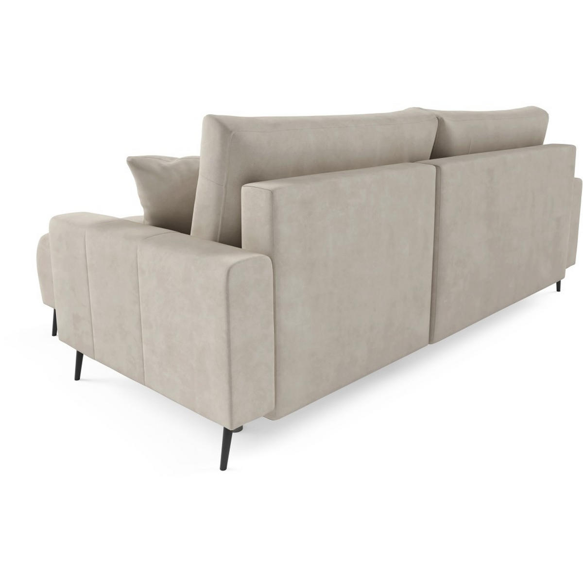 ECKSCHLAFSOFA Denver im Veloursstoff, Beige - Beige/Schwarz, Textil (232/148cm) - Beautysofa