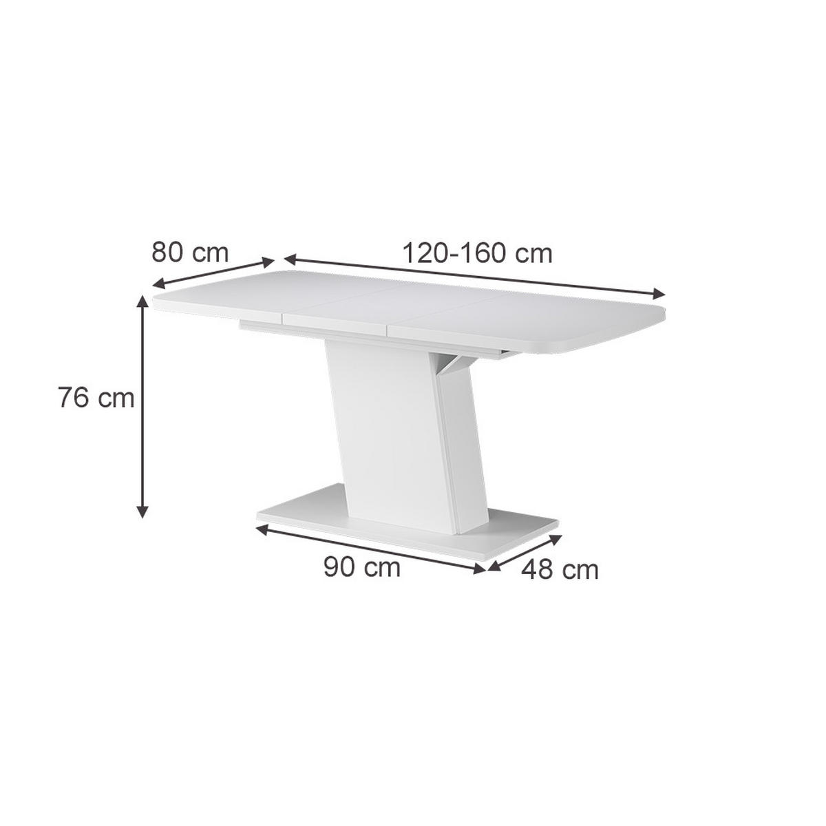 ROZKLÁDACÍ JÍDELNÍ STŮL Fenaro Bílá - bílá, kompozitní dřevo (80/120/77.3cm) - Vicco