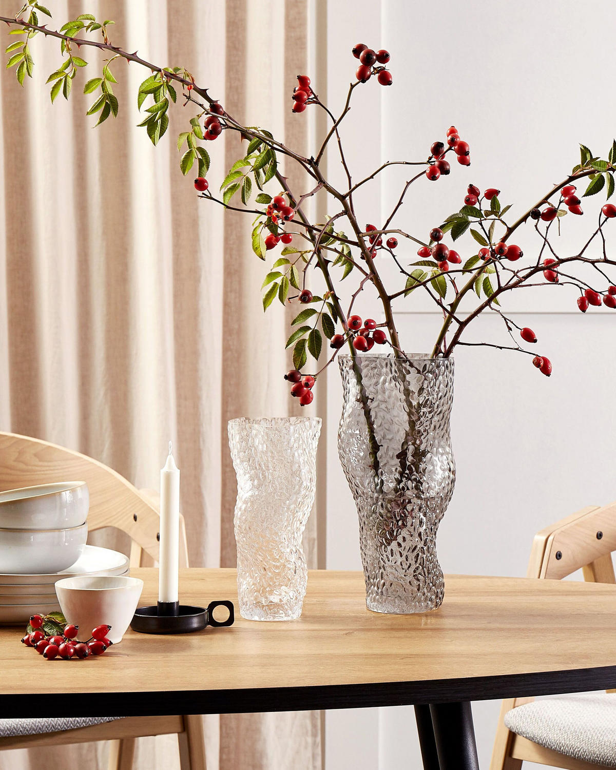 BLUMENVASE Glas transparent Elatos - Transparent, Glas (23cm) - Beliani