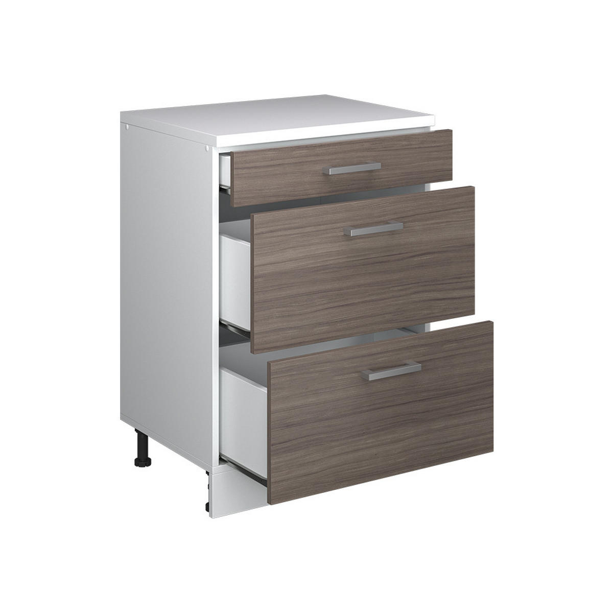 ORMAR ZA POTKROVLJE Rion, Plemenita Siva, 60 x 81.6 cm bez kosine s 3 ladice - siva, drvni materijal (60/83.8/46cm) - Vicco
