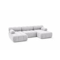 ECKSOFA U-Form, Stoff Bouclé Abriamo, Hellgrau, Selia U - Hellgrau, Holz (285/70/160cm) - Kaiser Möbel