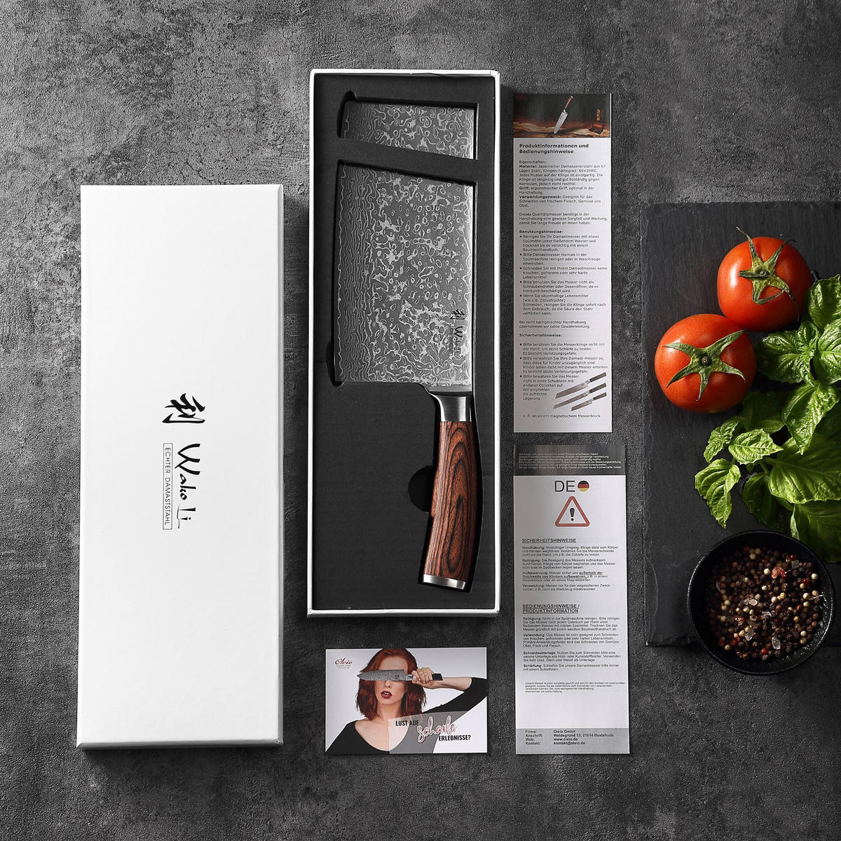 HACKMESSER 19 cm - Braun, Holz/Metall (33cm) - Wakoli