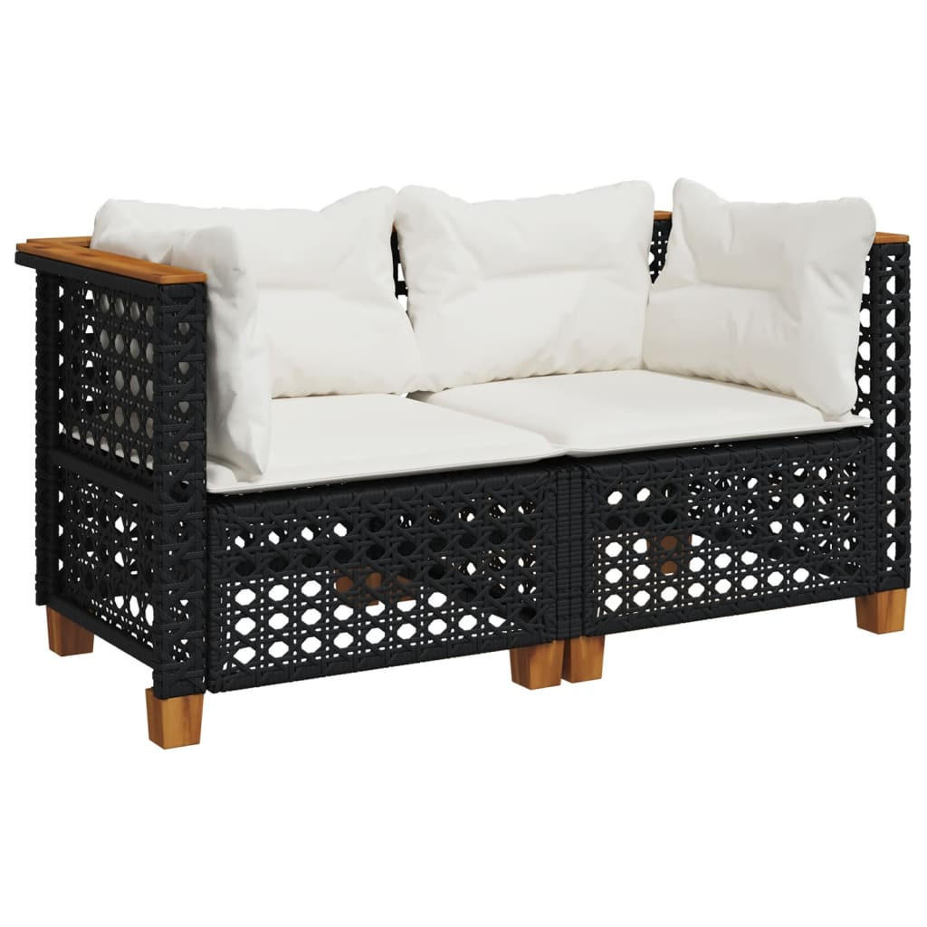 GARTENSOFA LYVOM 127/62/63.5 cm （2-SITZER） - Schwarz, Holz (127/62/63.5cm) - ZMH