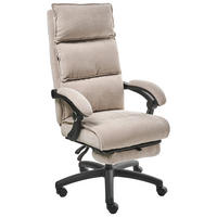 CHEFSESSEL mit Fußstütze Chenillegewebe Beige Eaton - Beige, Textil (50/114/66cm) - Beliani
