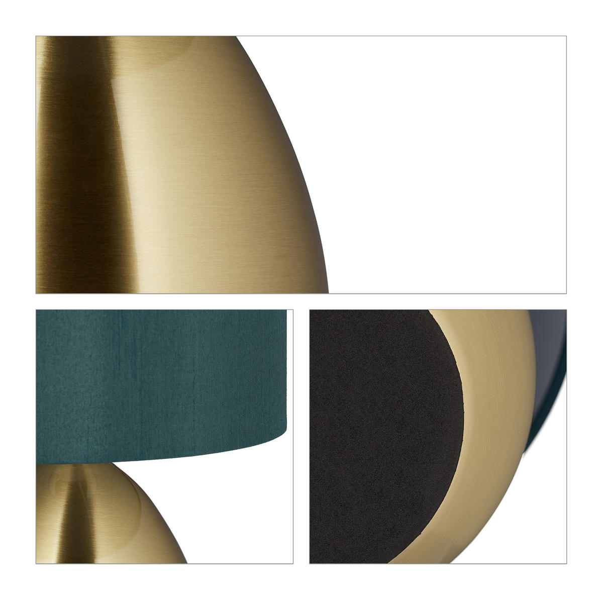 2 x Nachttischlampe - Goldfarben, Kunststoff/Textil (18/18/33.5cm) - Relaxdays