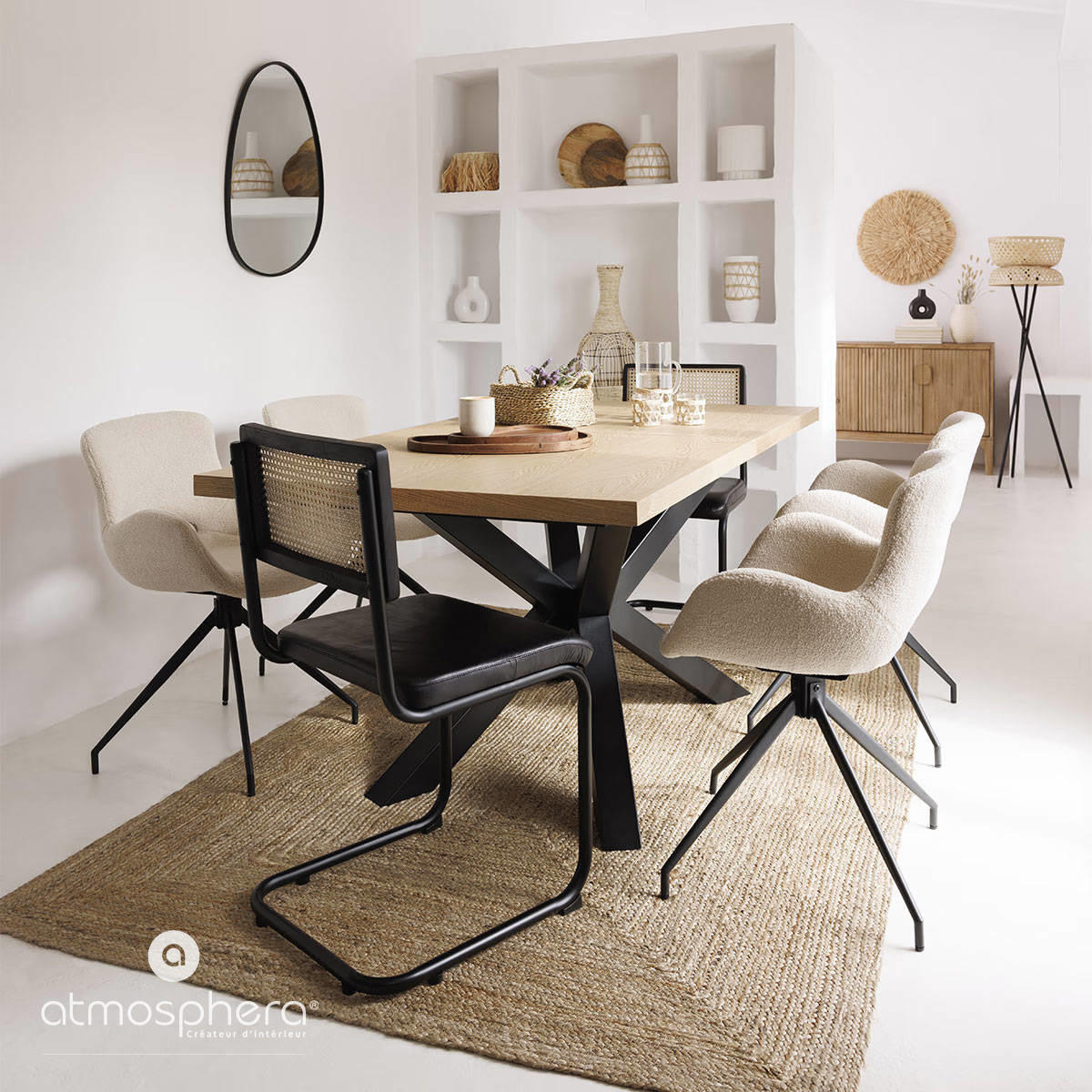 SPIEGEL mit Metallrahmen Rosalia 55/1,6/75 cm - Schwarz, Metall (1.6/75/55cm) - Atmosphera Createur d´interieur