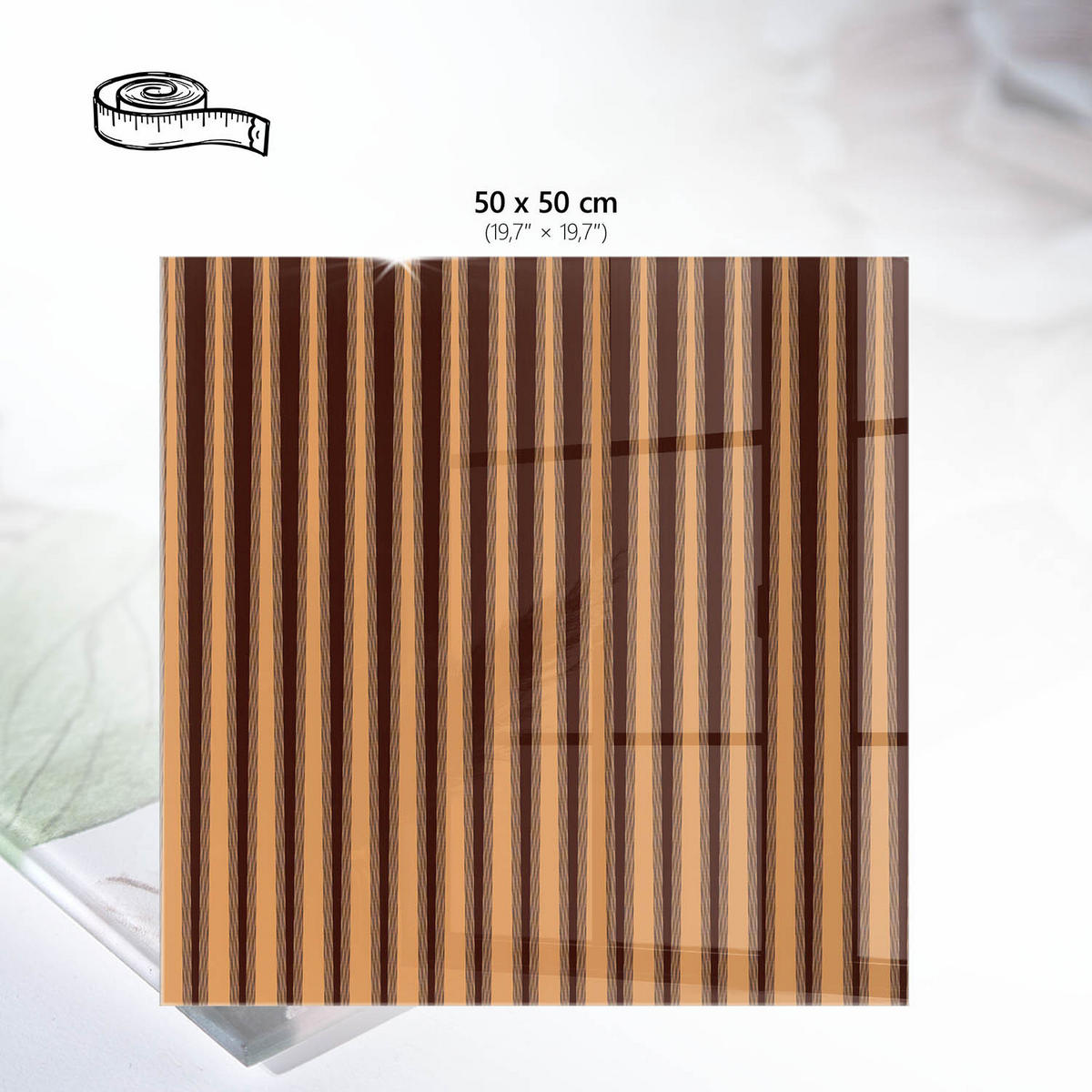 TISCHPLATTE 50x50 cm – Vertikale Streifen - Beige, Glas (50/50/0.4cm) - Wallfluent