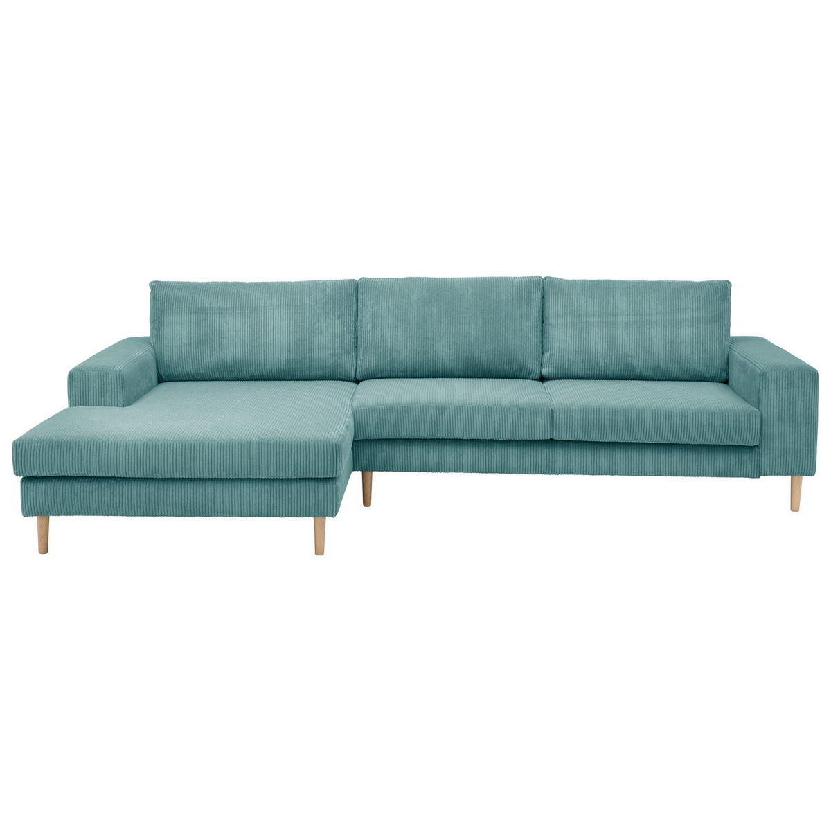 SOFA mit Longchair links Kaylynn Cordstoff eisblau - Pastellblau, Kunststoff (175/294cm) - 58aufmkessel