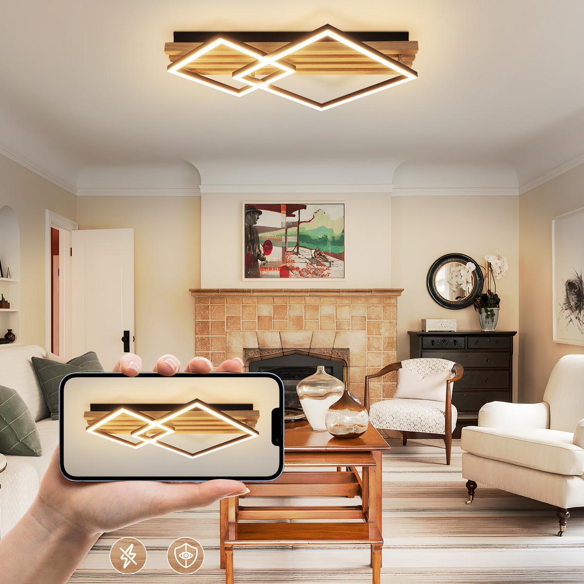 LED-DECKENLEUCHTE Wolfy 41.6/8.8/56.6 cm - Dunkelbraun, Metall (56.6/41.6/8.8cm) - ZMH