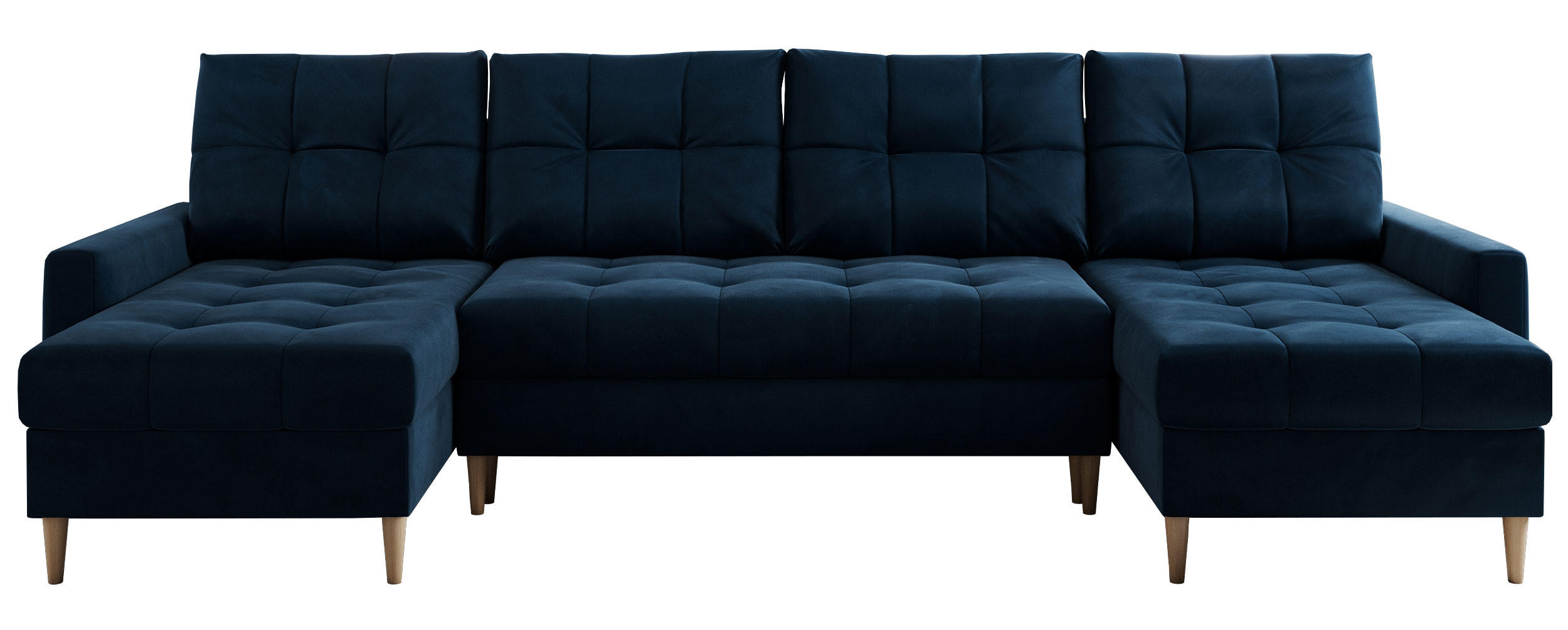 WOHNLANDSCHAFT Colin U Velvet Dunkelblau - Dunkelblau/Braun, Holz/Textil (290/75/140cm) - MKS