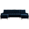 WOHNLANDSCHAFT Colin U Velvet Dunkelblau - Dunkelblau/Braun, Holz/Textil (290/75/140cm) - MKS