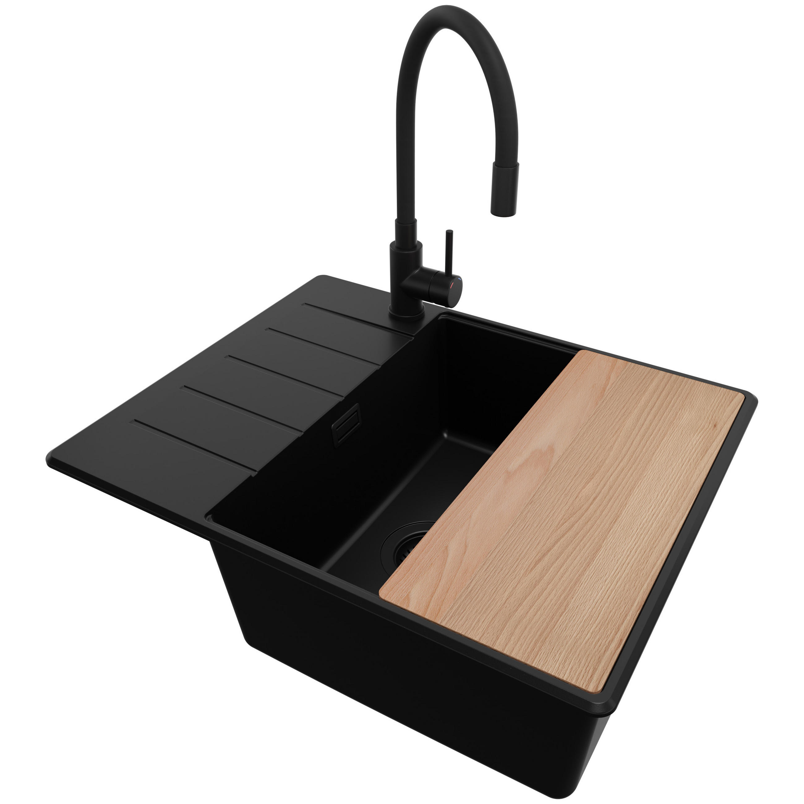 Primagran Granitspüle Schwarz, Schwarz, Schwarz, Beige 62x20x50 cm