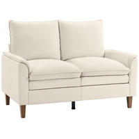 2-SITZER-SOFA DE-06580 mit doppellagiger Polsterung & Federkissen Creme - Creme, Textil/Metall (146/95/84cm) - ComfortXL