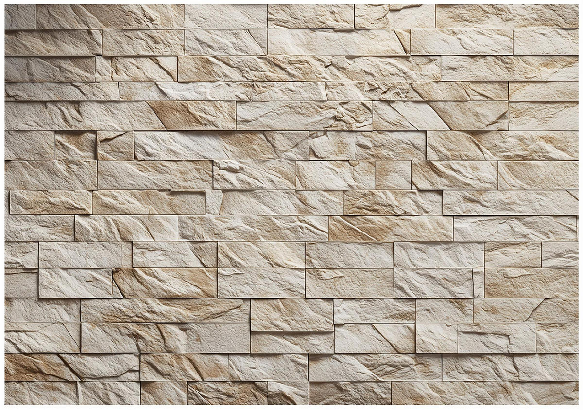 FOTOTAPETE Ziegel Wand Beige 400x280 cm - Multicolor, Papier (400/280cm) - Wallarena