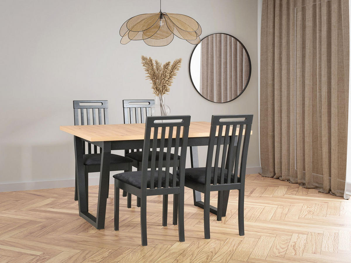 HOLZSTUHL Salvins Schwarz - Schwarz, Holz/Textil (47/85/40cm) - Selsey