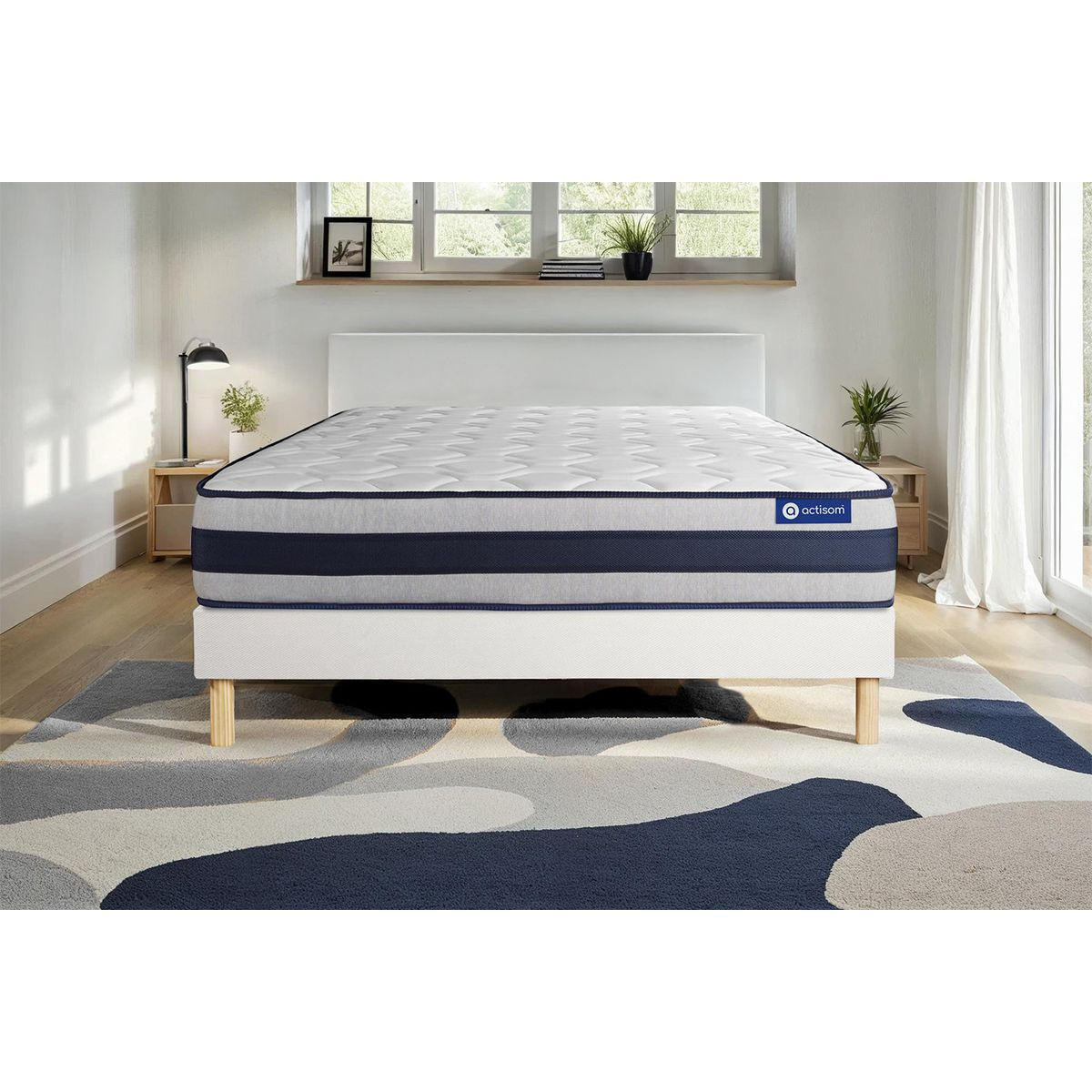 BETT Actimemo ergo Memory-Schaum 130 x 220 cm h3 - Kit Bettgestell Weiß - Beige/Weiß, Karton/Holz (130/220cm) - ACTISOM