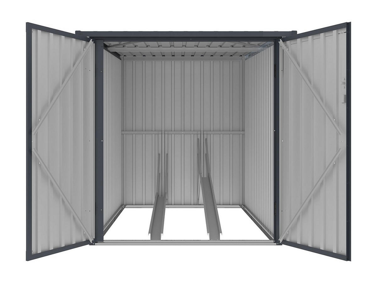 METALL-FAHRRADUNTERSTAND aus verzinktem Stahl - Holz-Optik - 2,8 m² für 2 Fahrräder - NIKI - Taupe, Metall (128/142/189cm) - Vente-Unique