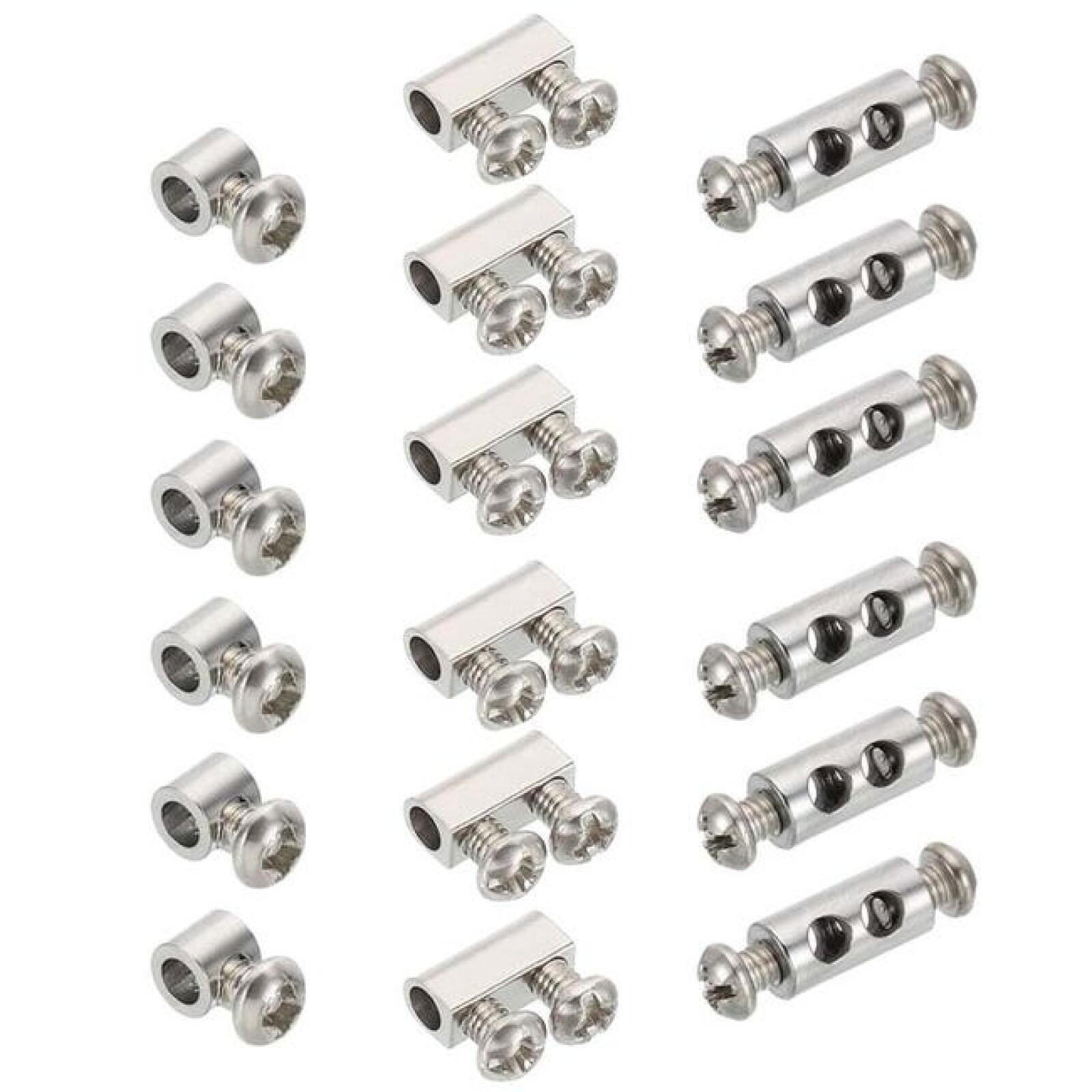 KABELKLEMMEN – mit Schraubanschlusskappen, 18er-Packung, 3 Größen - Silberfarben, Metall (1/0.6/1cm) - DCA