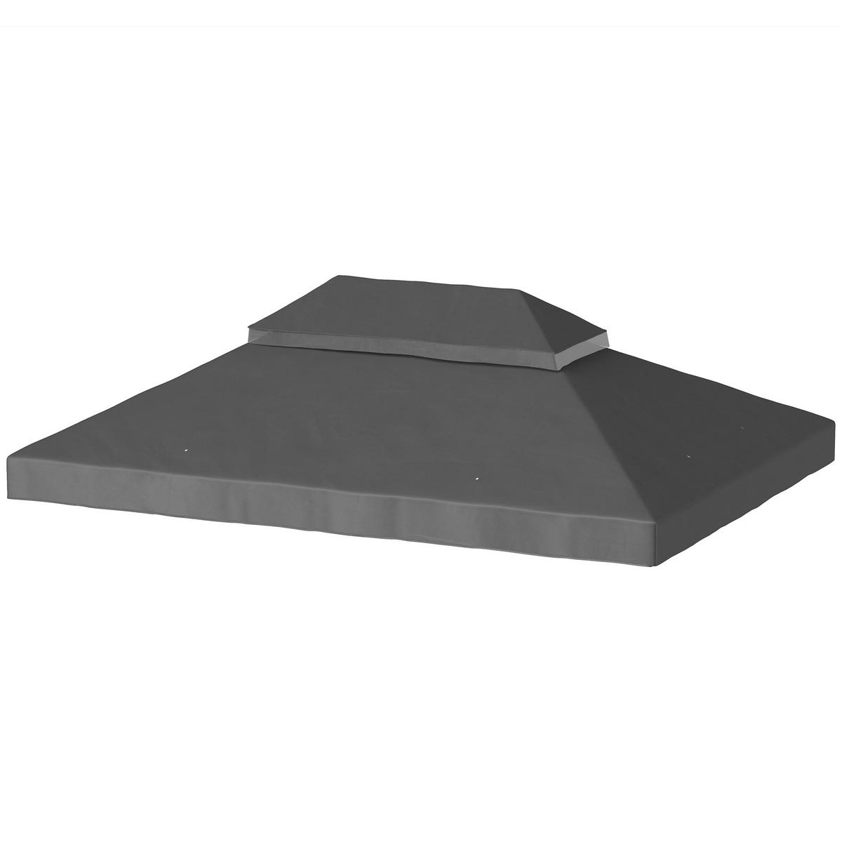 PAVILLON-ERSATZDACH, 3 x 4 m, Ersatzplane mit Wasserablauf-Öffnungen, Polyester, Sonnenschutz, UPF30+, Dunkelgrau - Dunkelgrau, Textil (400/1/300cm)