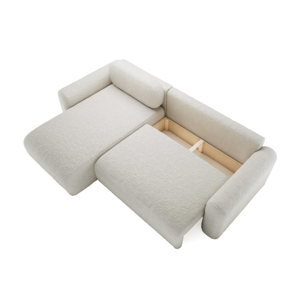 ECKSOFA mit Schlaffunktion Thekla, Creme - Creme, Textil (286/100cm) - Fedve