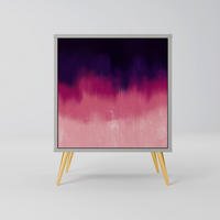 SIDEBOARD AURORA BOREALIS, Grau, 57,5x42x75,5 cm, Goldfarbene Metallfüße - Goldfarben/Multicolor, Holzwerkstoff/Metall (57.5/75.5/42cm) - SpaceRebels