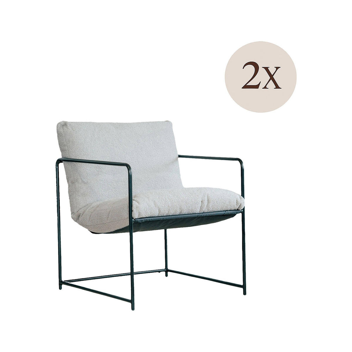 SESSEL 2er Set Stoff Grau 61x67h75 cm - Grau, Metall (61/75/67cm) - DMORA