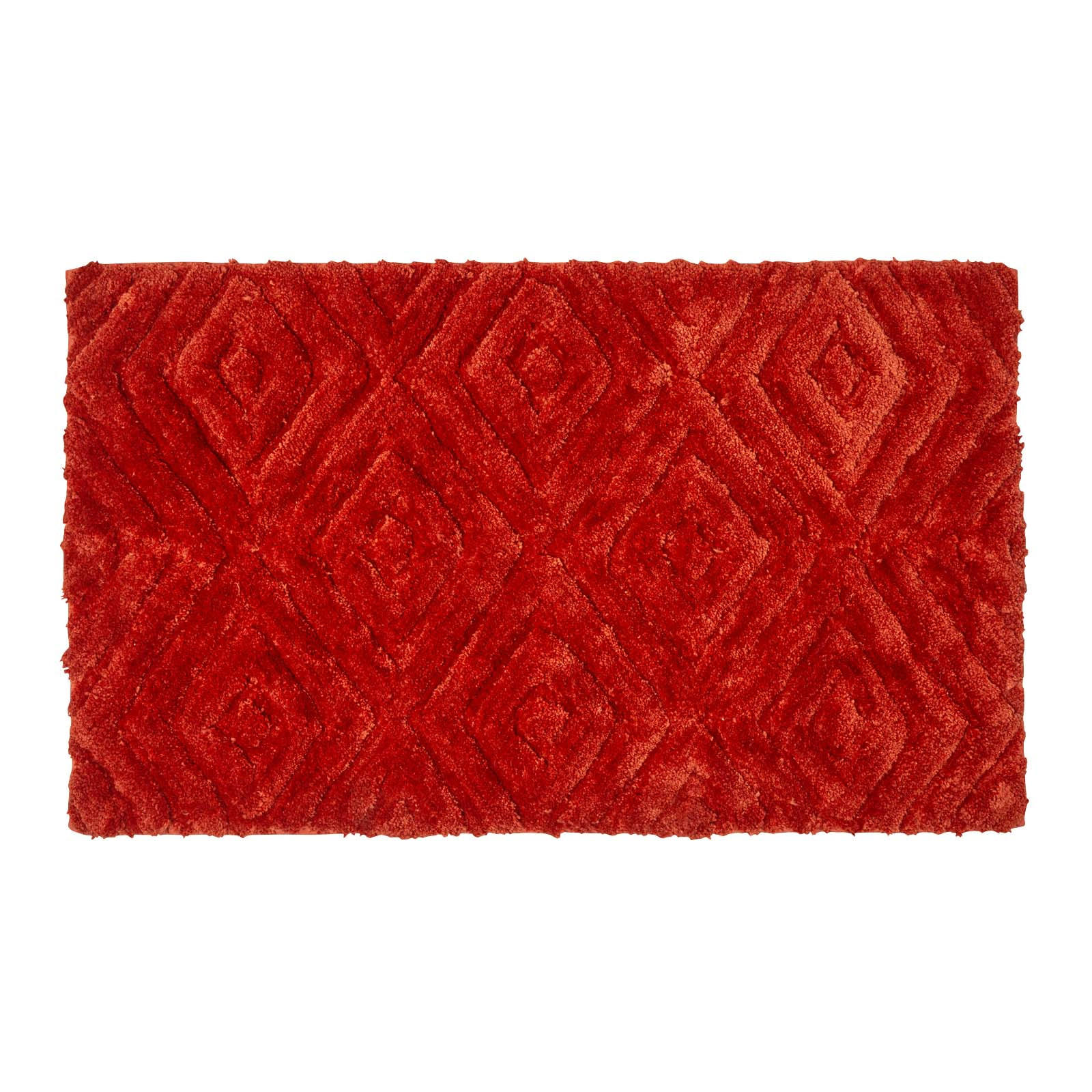 BADEMATTE 50/80 cm Rautenmuster, Hochflor - Orange, Textil (50/80cm) - Homescapes