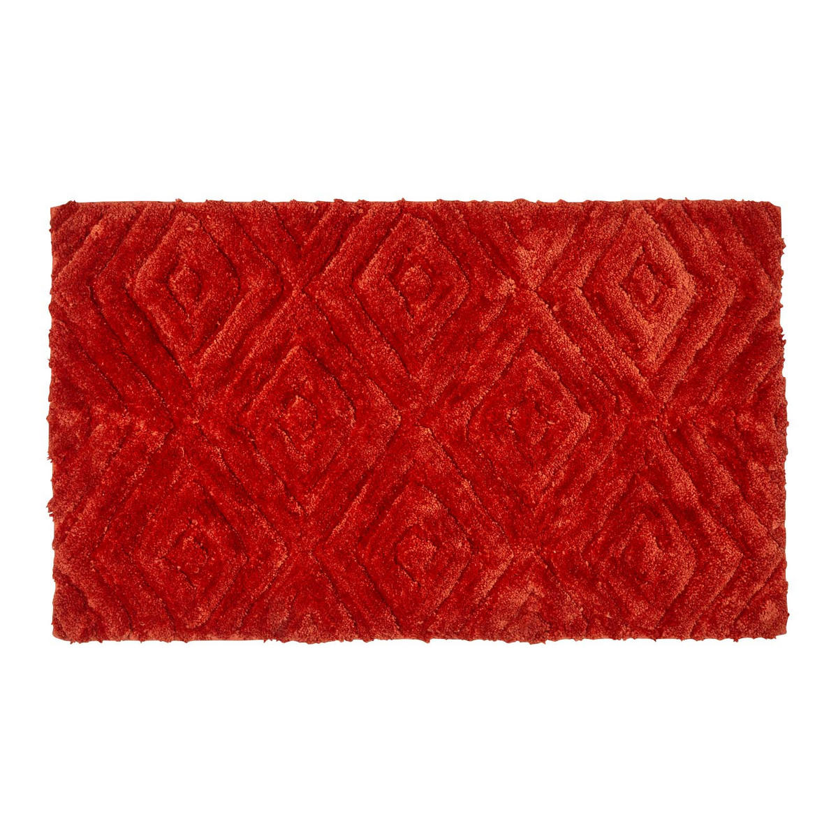 BADEMATTE 50/80 cm Rautenmuster, Hochflor - Orange, Textil (50/80cm) - Homescapes