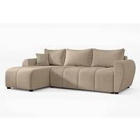 ECKSOFA L Form Malatya Hellbraun 246/145/82 cm stilvolle mit Schlaffunktion L - Hellbraun/Schwarz, Kunststoff/Textil (145/246cm) - AX Living