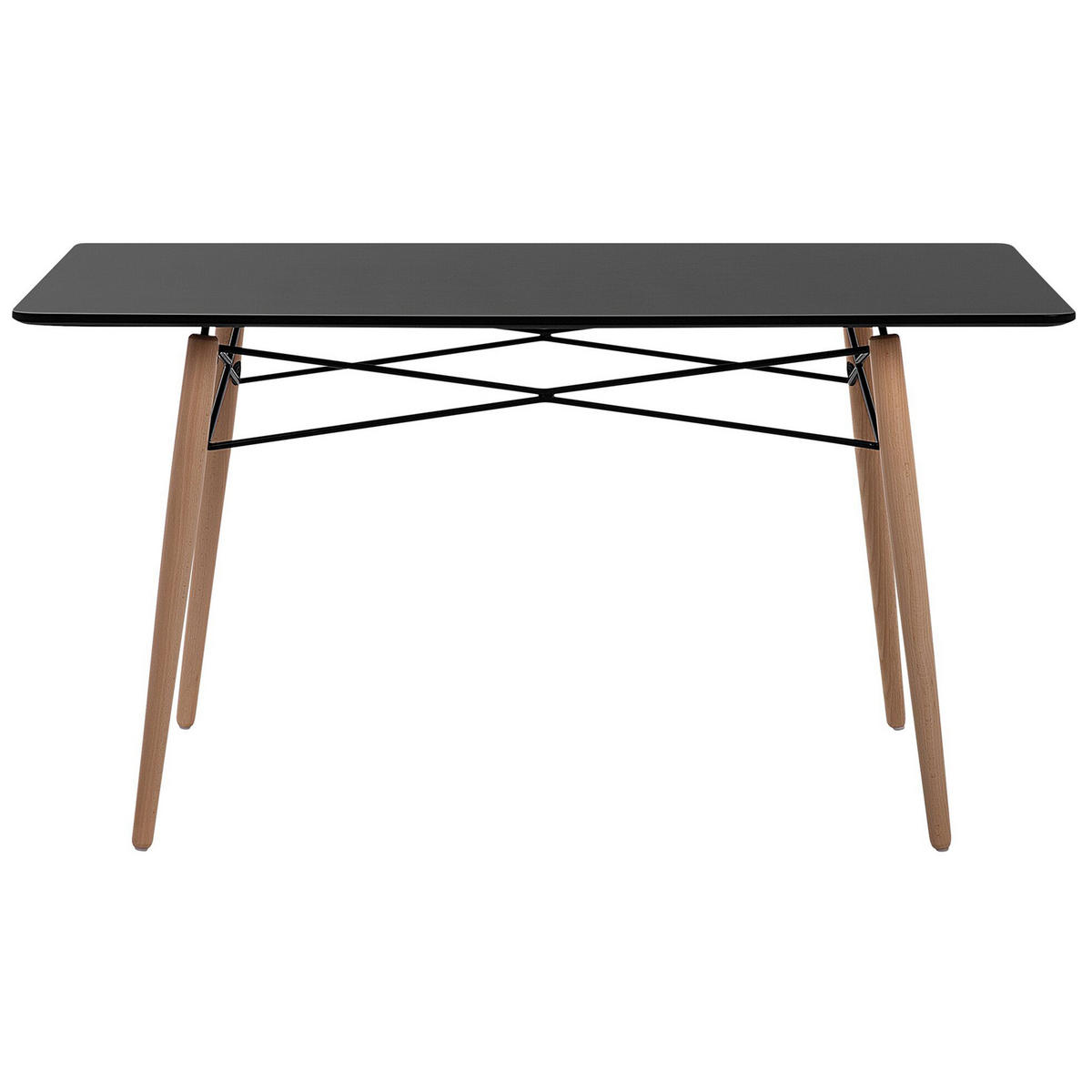ESSTISCH 140/80/75 cm Schwarz, Hellbraun Rechteckig Biondi - Schwarz, Holzwerkstoff (140/80/75cm) - Beliani